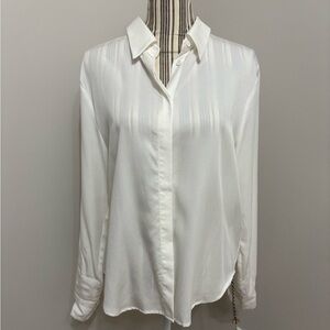 Dress Blank Classic White Women's Button-Up Shirt sz L loose fit